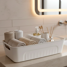 White Plastic Storage Basket Tray Set (4 Pcs)